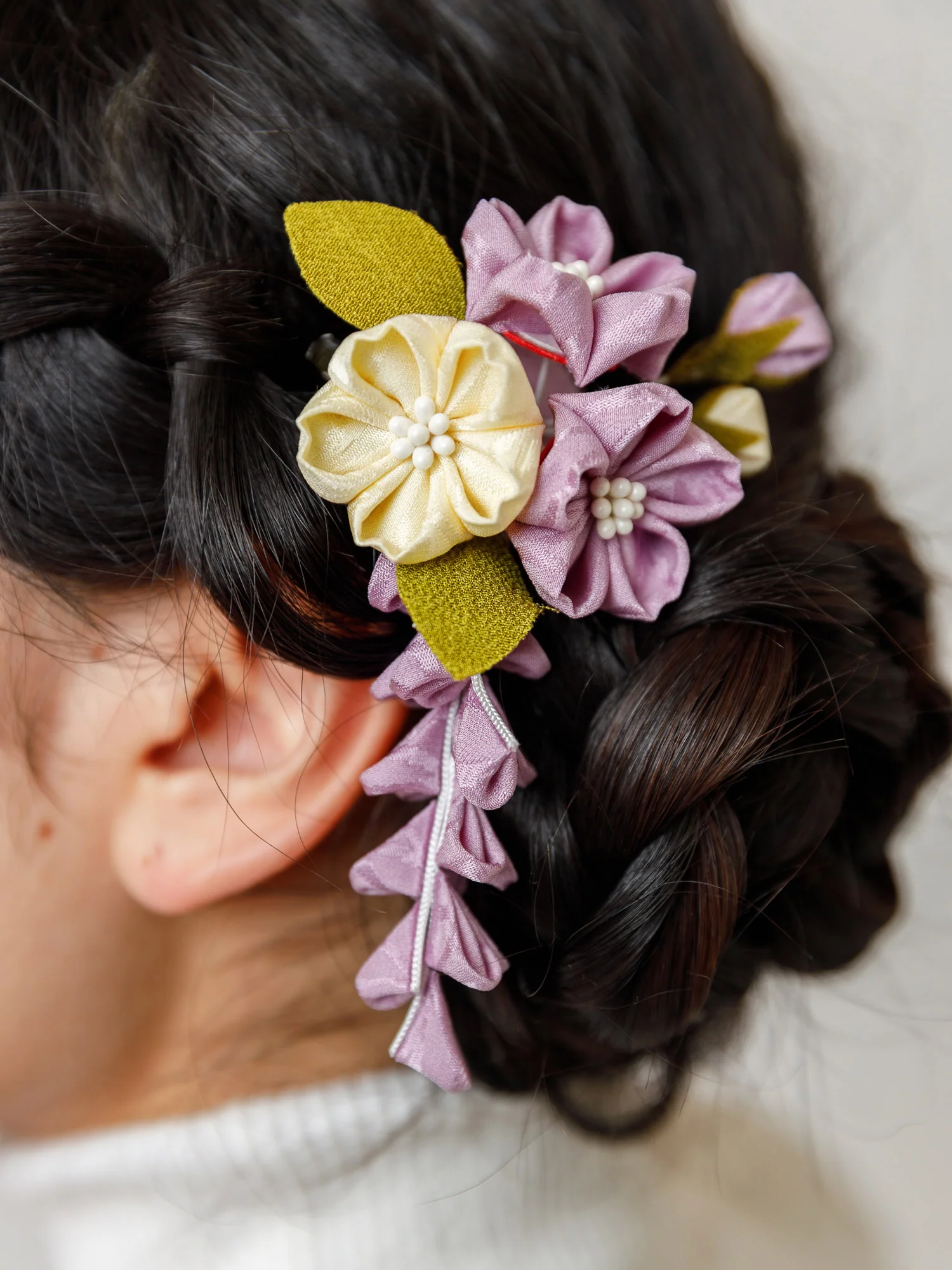 Sakura Bouquet Kanzashi Silk Hair Clip/Brooch - Image 6
