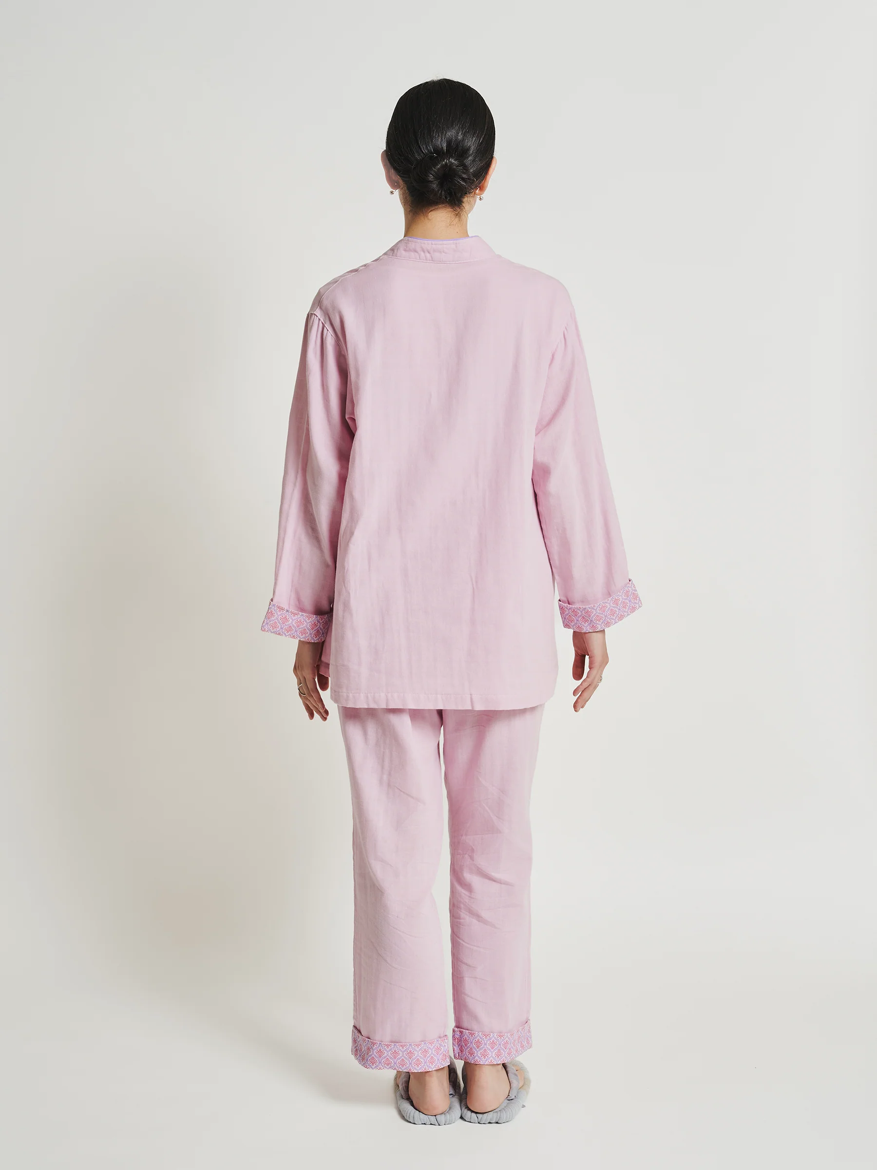Modern-Cut Cotton Gauze Samue Pajama Set in Blush Pink - Image 4