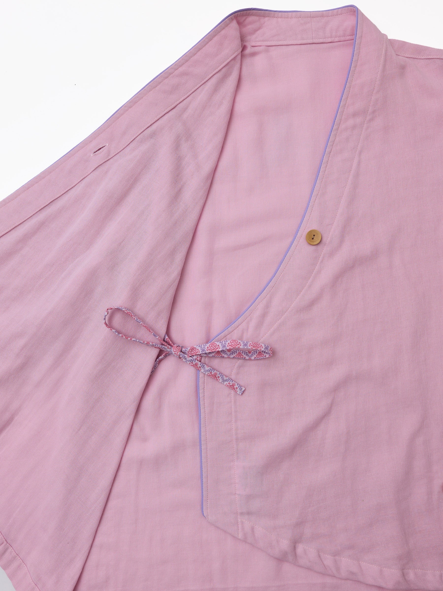 Modern-Cut Cotton Gauze Samue Pajama Set in Blush Pink - Image 7