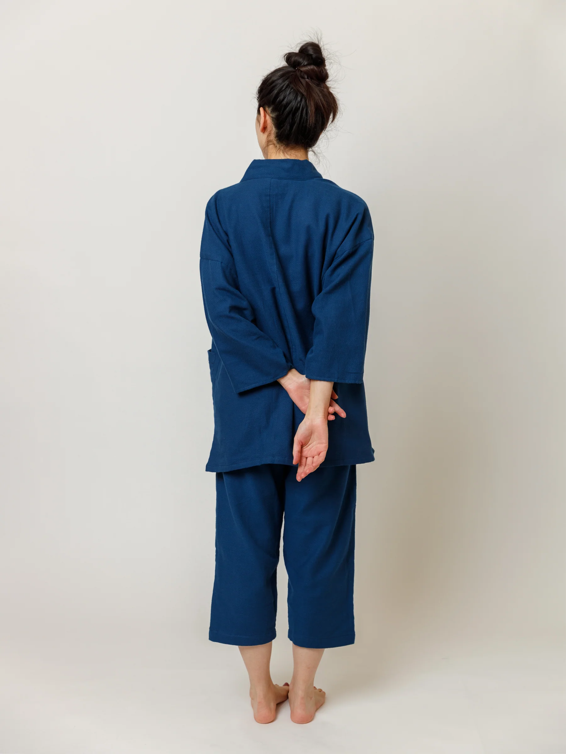 Unisex Samue Cotton Gauze Pajama Set in Indigo - Image 7