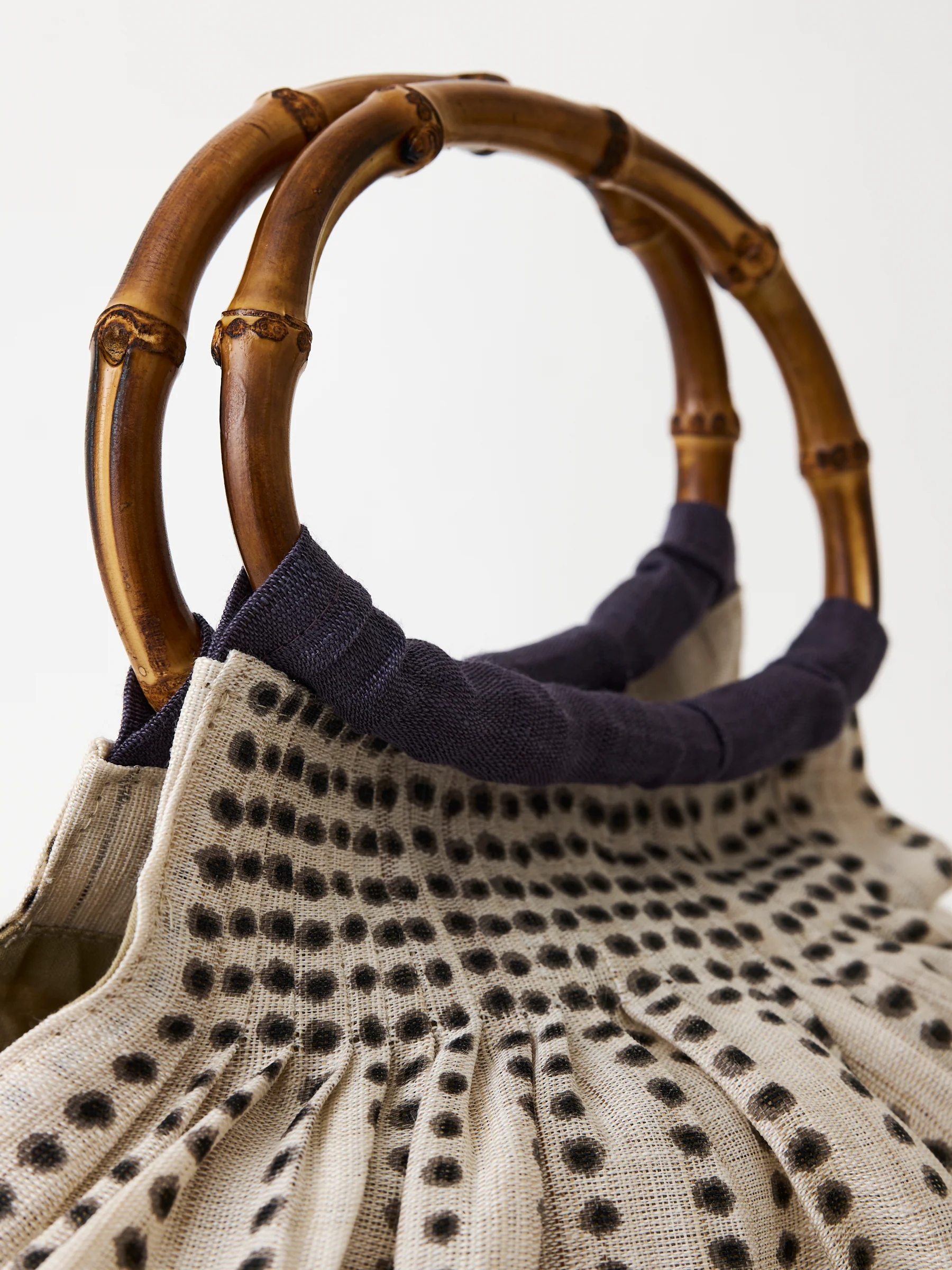 Shibori Bamboo Handle Linen Tote - Image 4