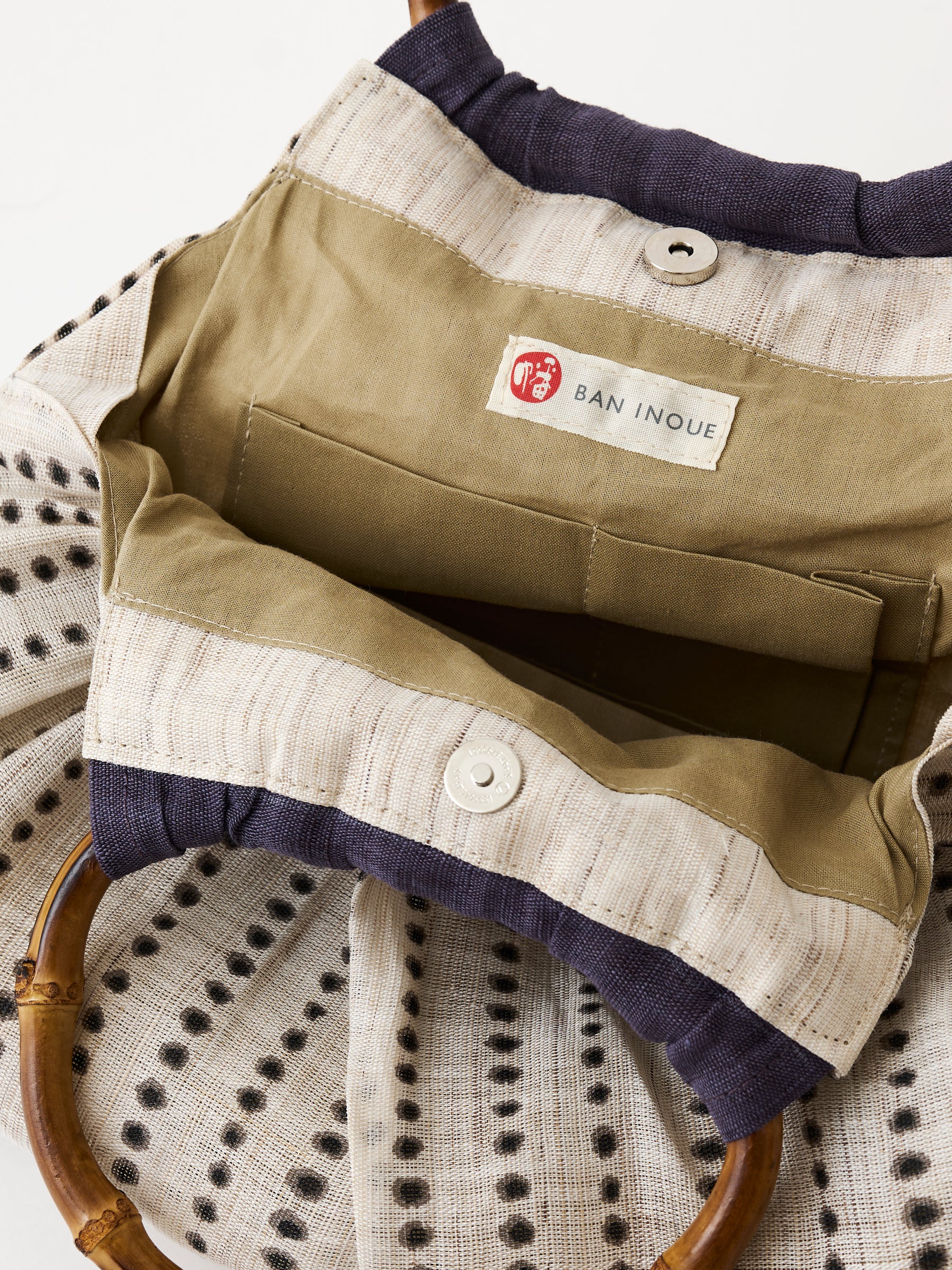 Shibori Bamboo Handle Linen Tote - Image 6