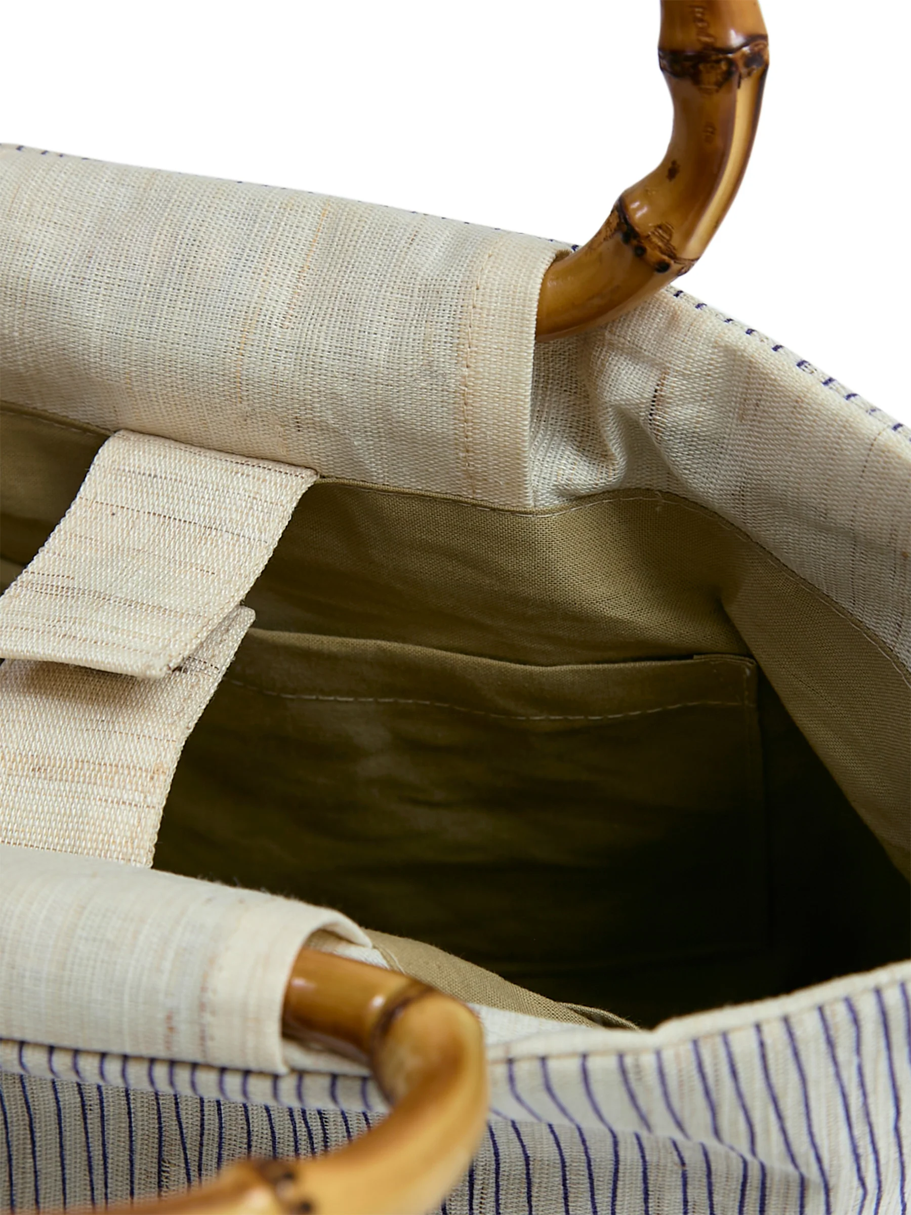 Shima Indigo Bamboo Handle Linen Tote - Image 8