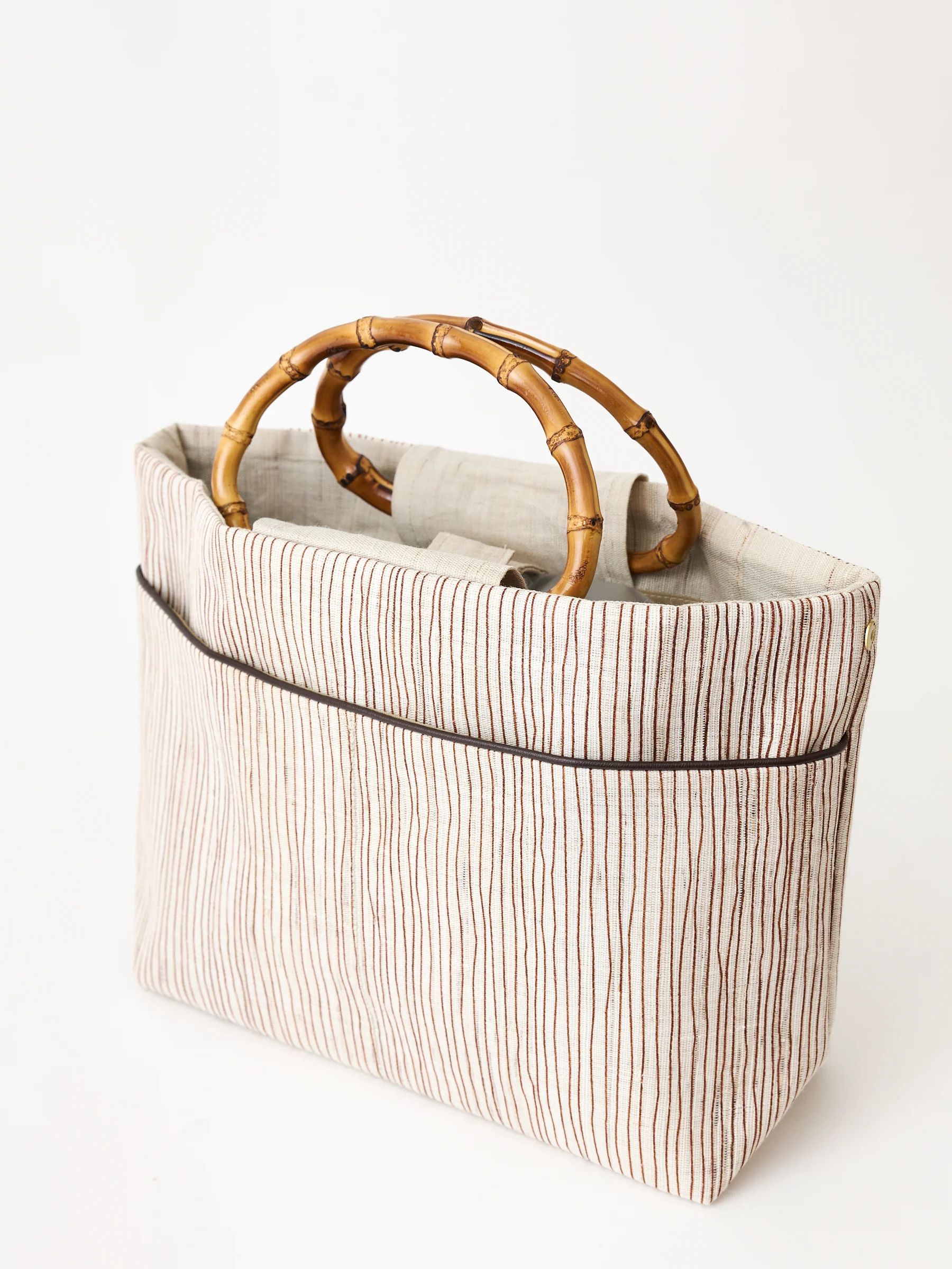 Shima Tea Bamboo Handle Linen Tote - Image 3