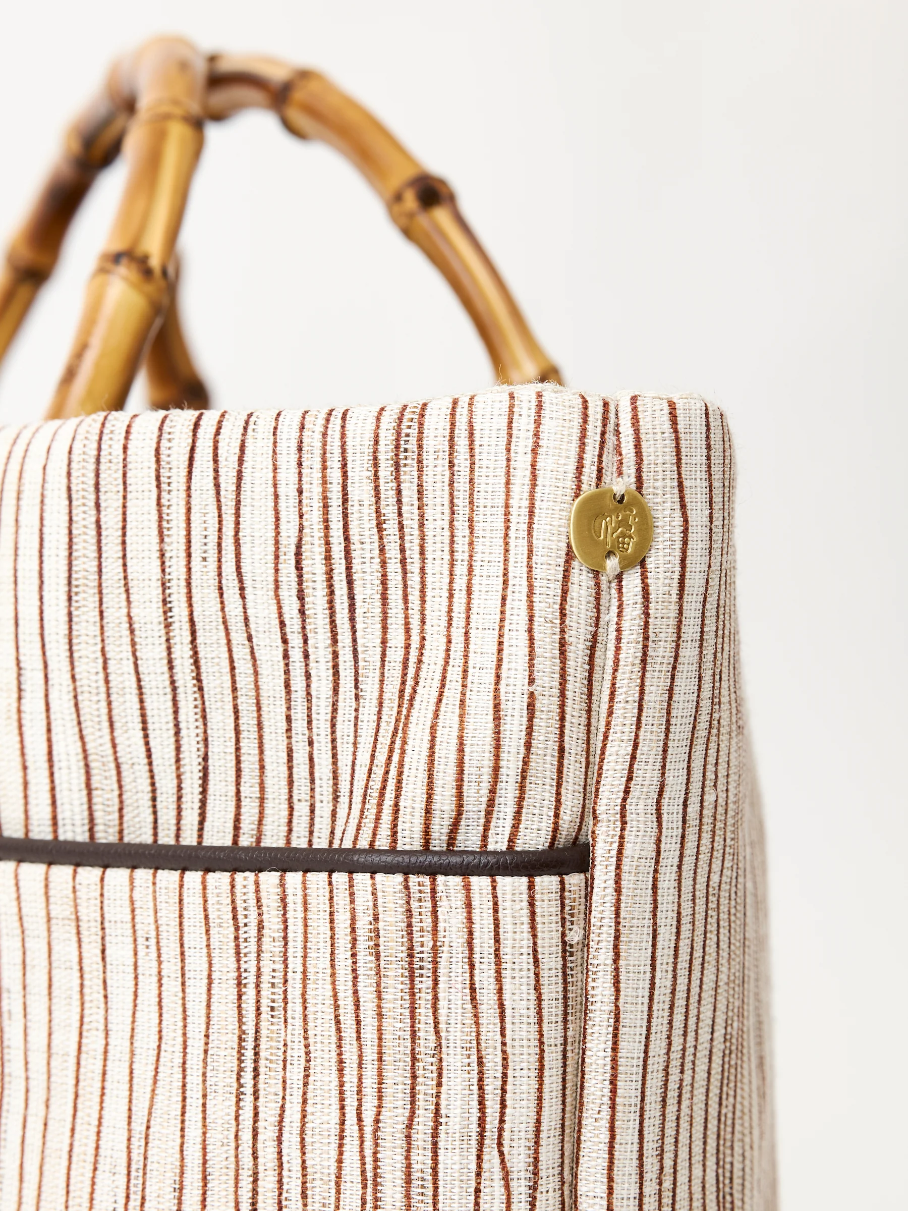 Shima Tea Bamboo Handle Linen Tote - Image 5