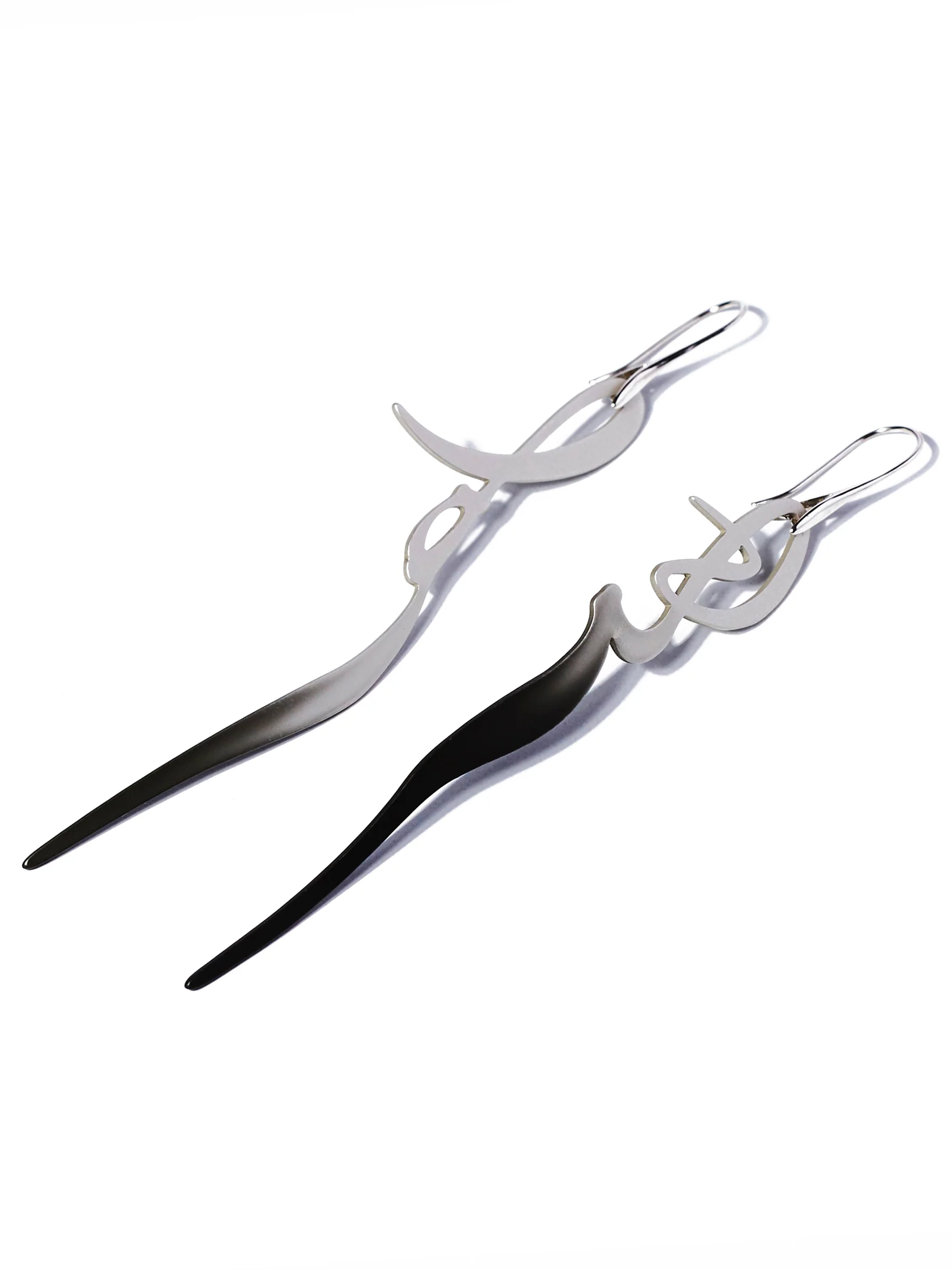 Suki Hook Earrings in Silver/Black - Image 2