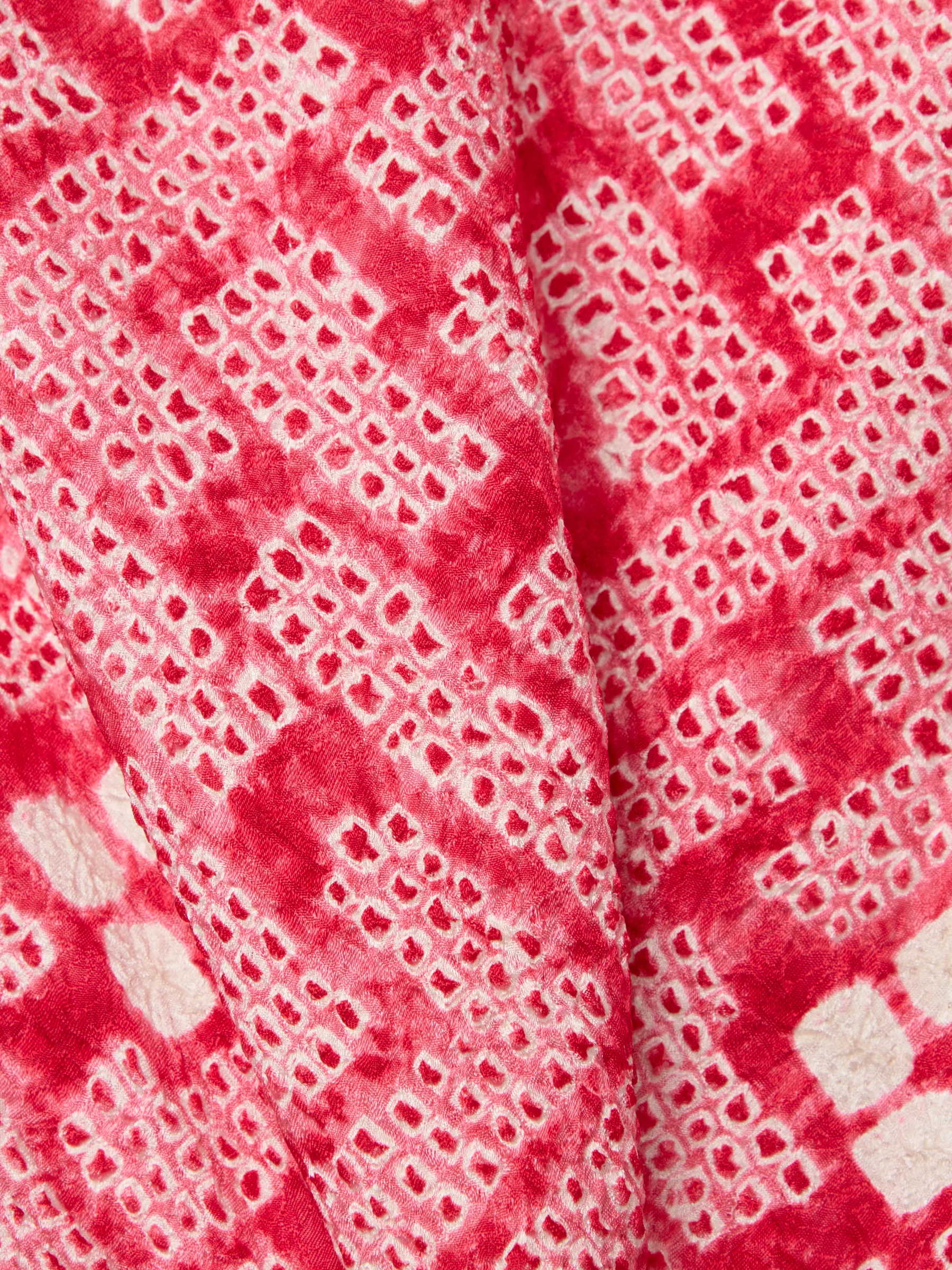 Vintage Red Shibori Women's Haori Jacket - Image 5