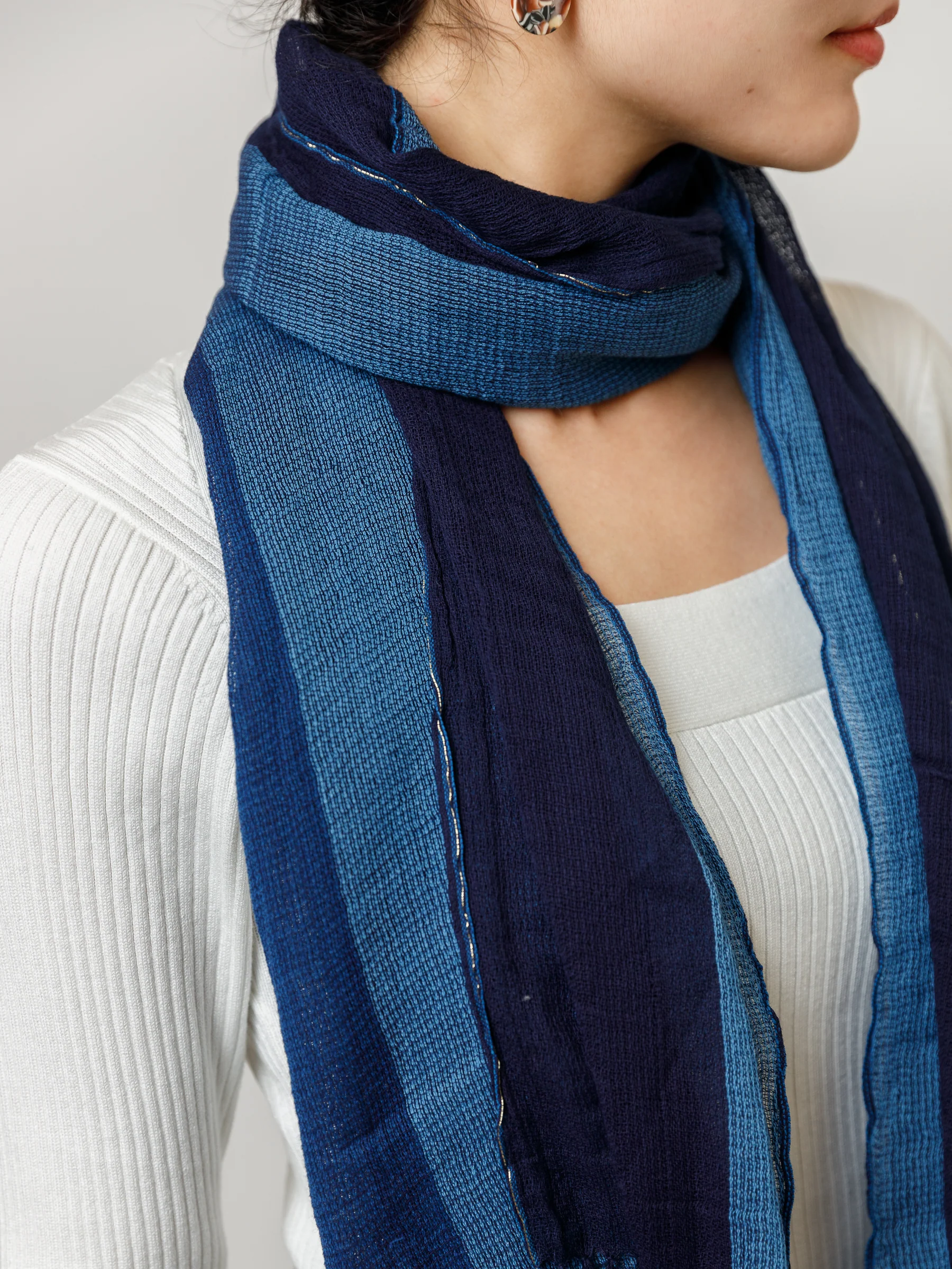 Wada Natural Indigo Dye Cotton Scarf - Image 3