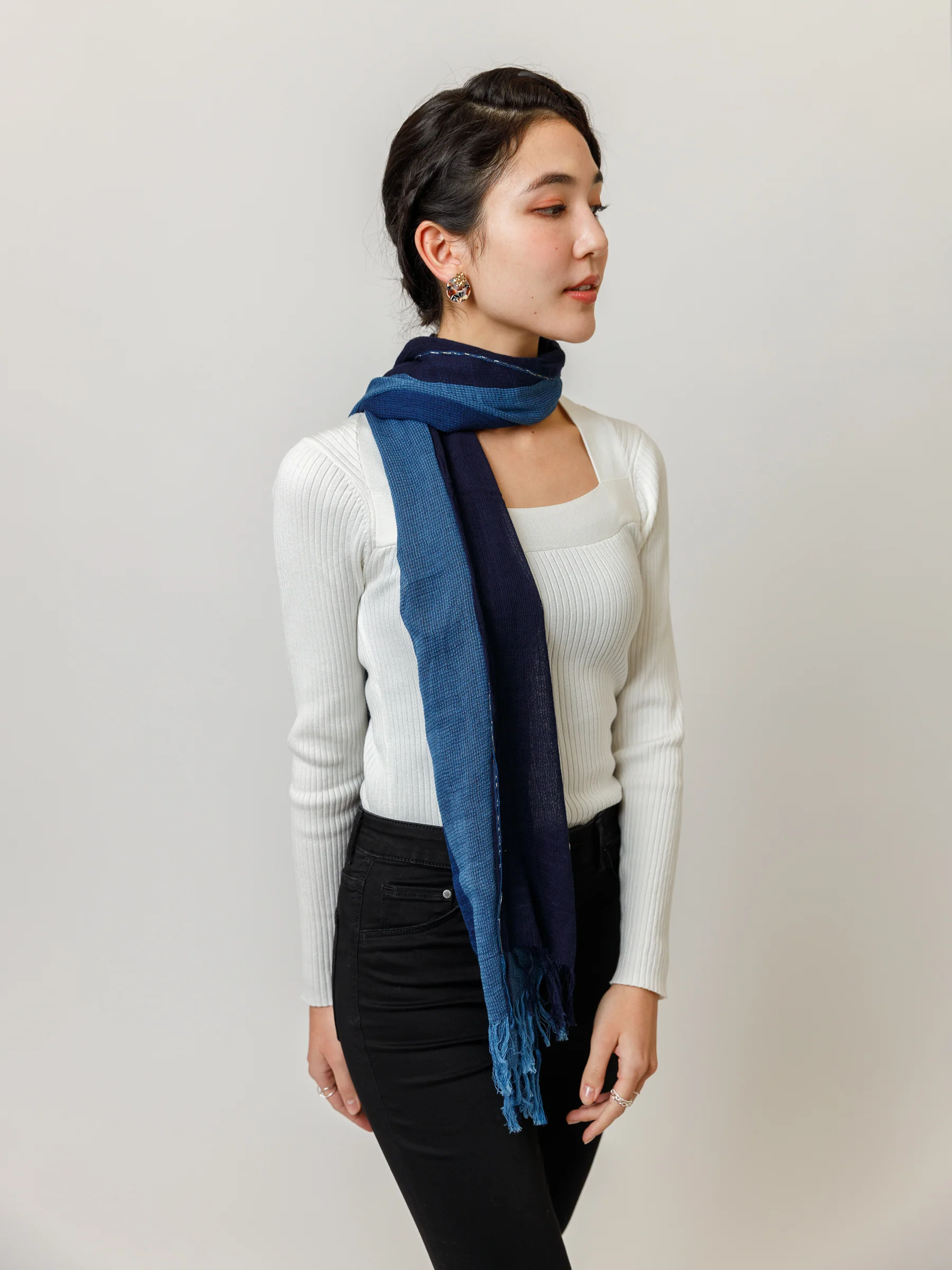 Wada Natural Indigo Dye Cotton Scarf - Image 4