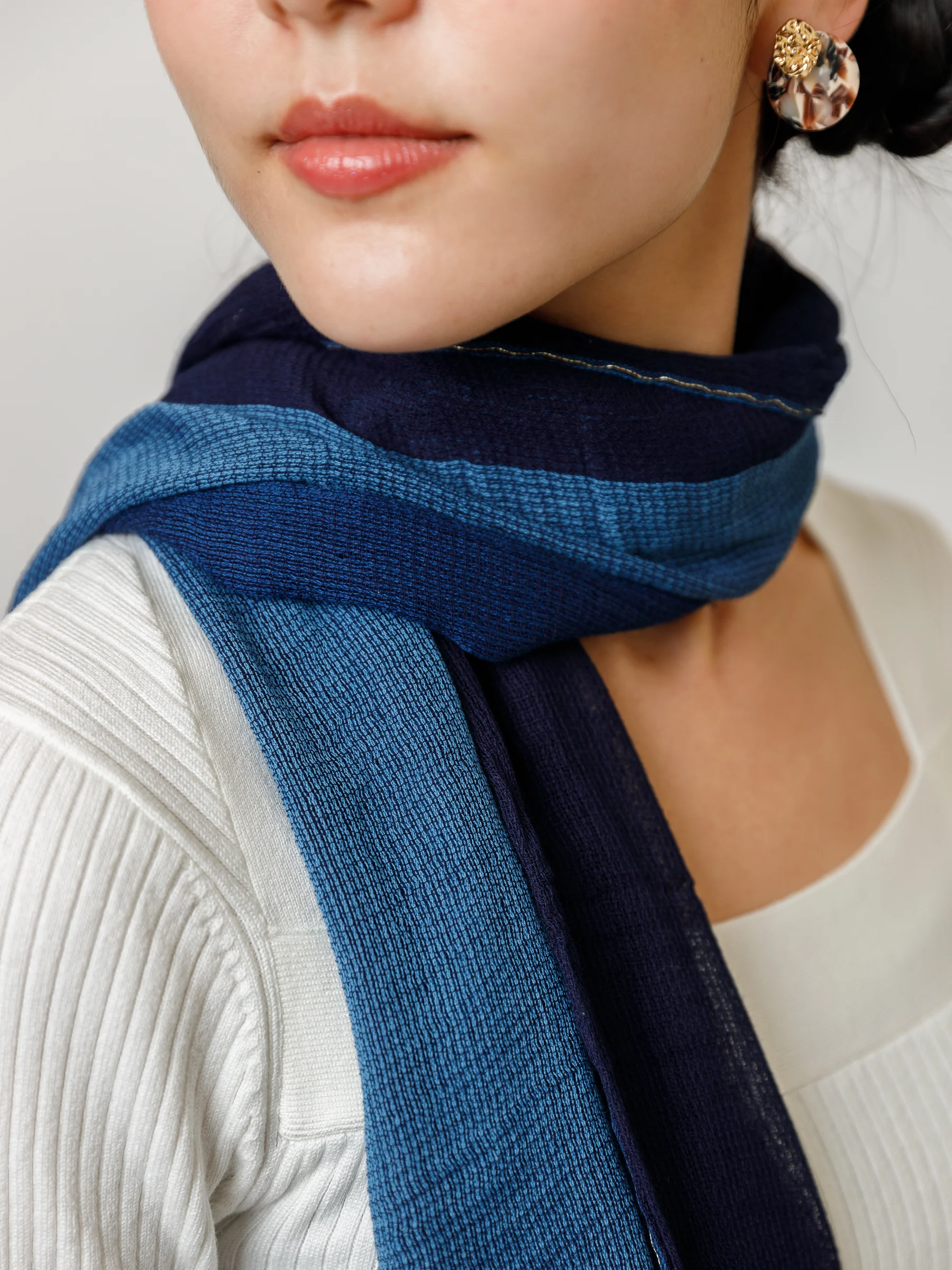 Wada Natural Indigo Dye Cotton Scarf - Image 5